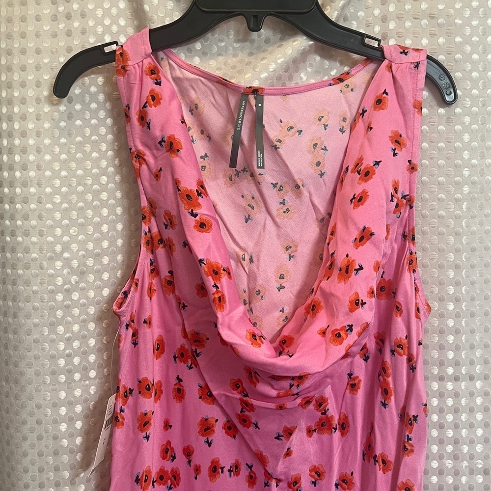 Anthropologie NEW Cowl-Neck Satin Mini floral Dress M summer romantic brunch - Picture 5 of 11